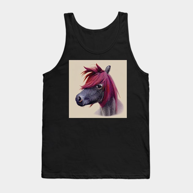 Shetland Pony Pink Maned Horse Tank Top by Geminiartstudio